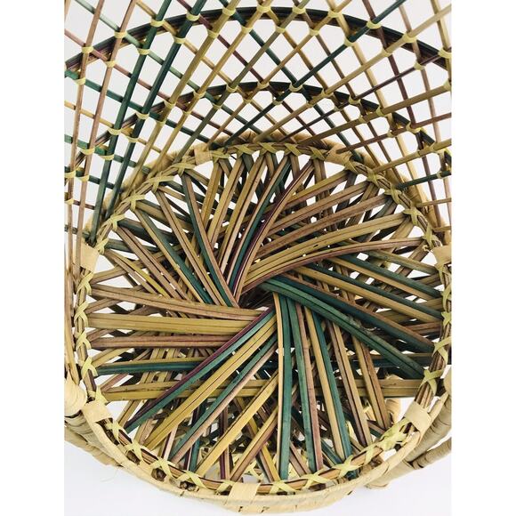 VTG Mini Peacock Rainbow Wicker Fan Back Rattan Chair 16” Doll Plant Stand Cotta - Picture 4 of 12